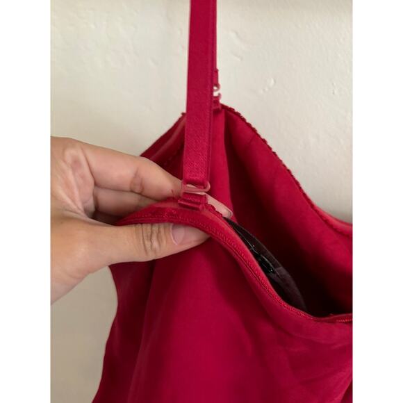 BCBGMaxazria Dress Women's 6 Ginger Ruffled Tiered Strapless Silk Red Wine - Picture 5 of 12